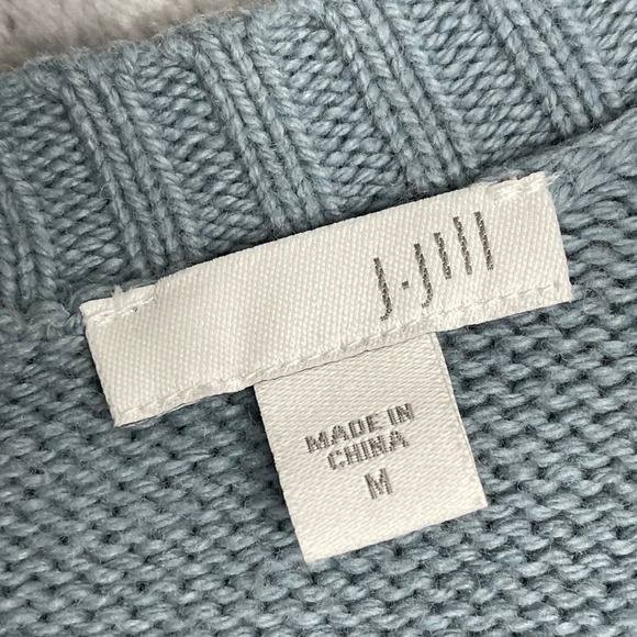 J. Jill Sweater Womens M Blue Button Back Cotton Camel Hair‎ Blend Knit Classic - Picture 3 of 8